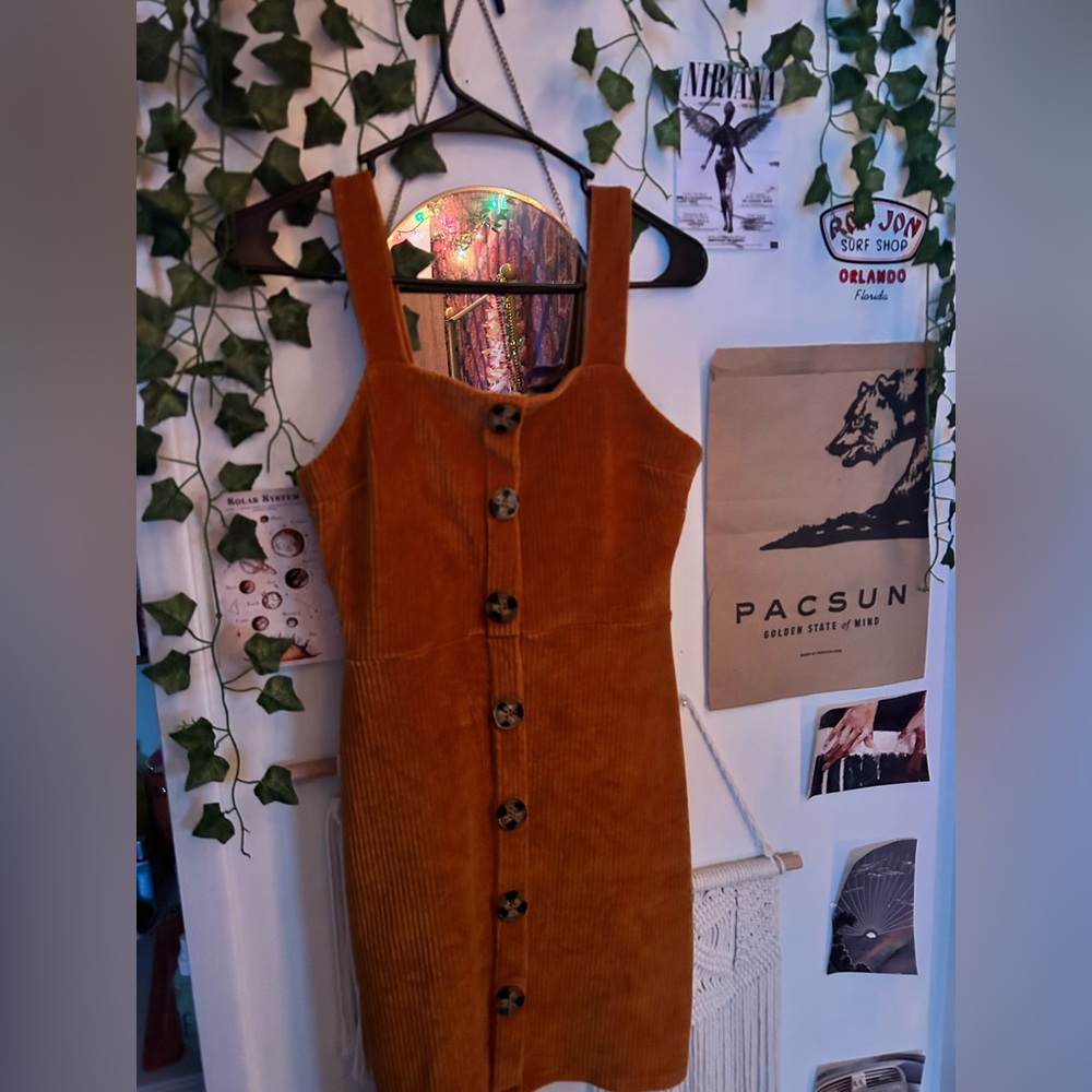 orange corduroy bodycon dress